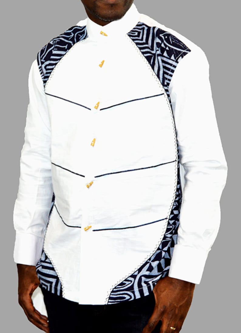 Embroidered Linen Shirt and African Printed Fabric Etsy