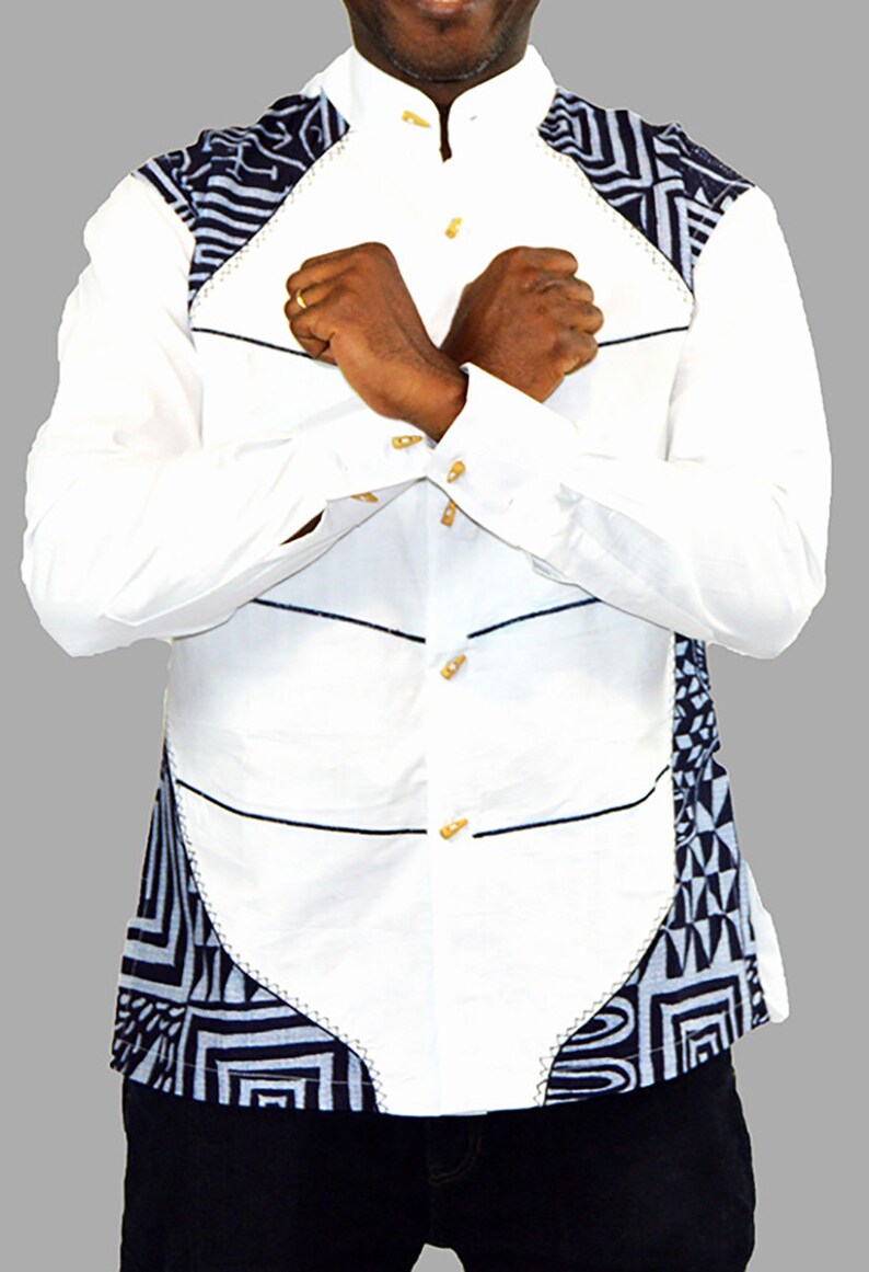 Embroidered Linen Shirt and African Printed Fabric Etsy