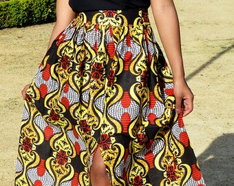 Beautiful long skirt in African print fabric (wax)