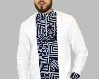 Black linen and african fabric shirt