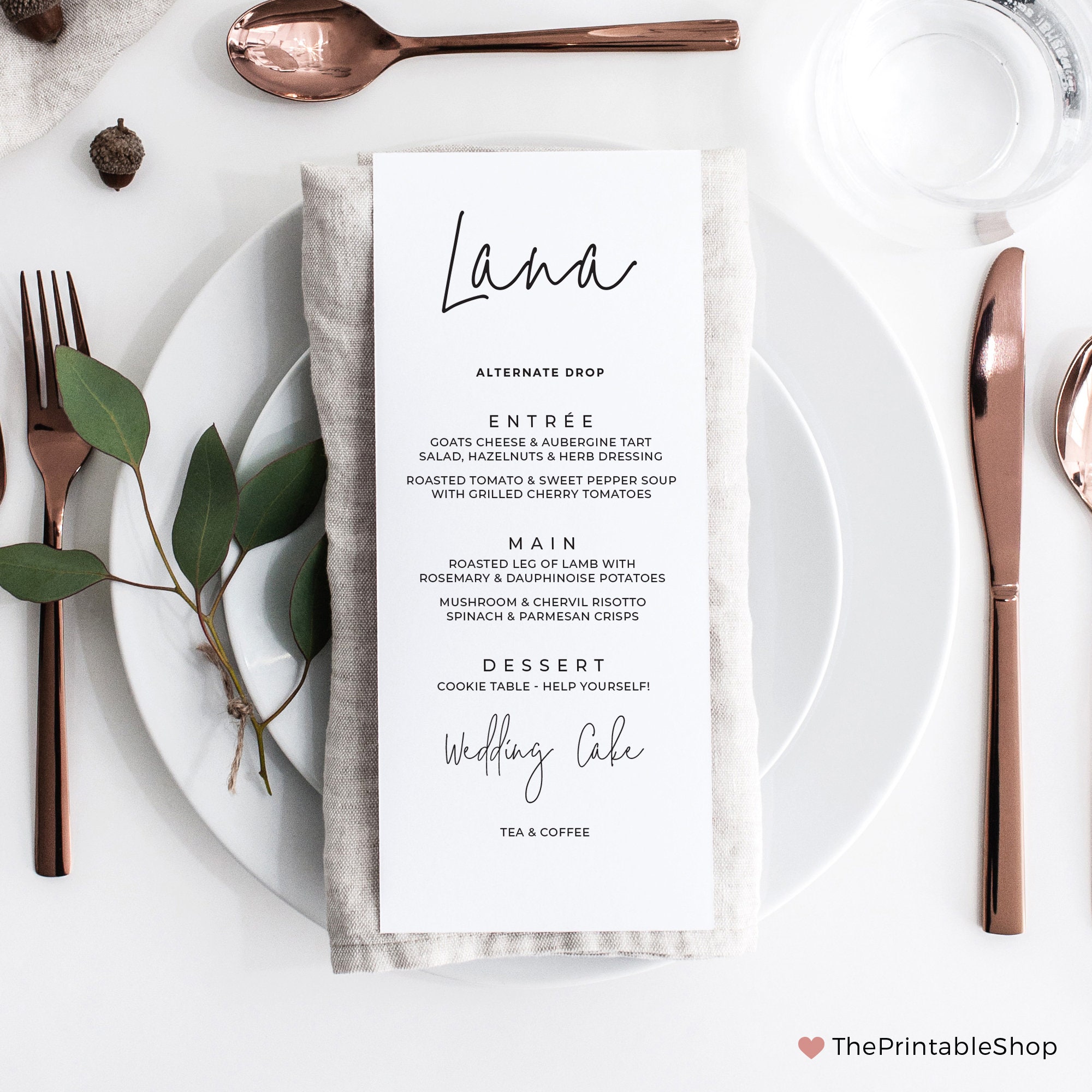 Printed Menus For Wedding Menu Cards Wedding Buffet Printed Etsy