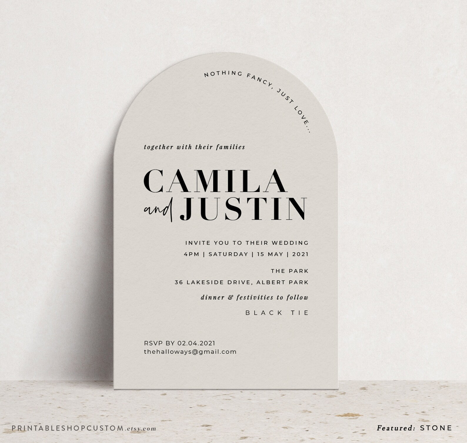 Modern Wedding Invitation Printed Arch Invitation Custom Etsy