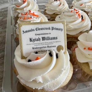 Bearbeitbarer Abschluss Cupcake Topper, PNG Download, Diplom Cupcake Topper, personalisiertes Diplom für die Abschlussfeier des College High School