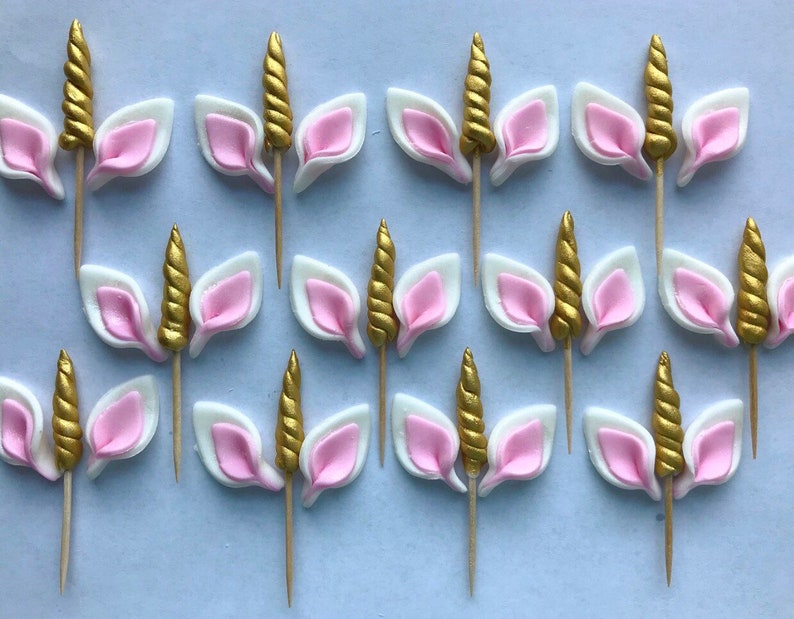 Fondant Edible Unicorn Cupcake Toppers Unicorn Horns And Ears Etsy Fondant Edible Unicorn Cupcake Toppers Unicorn Horns And Ears Etsy