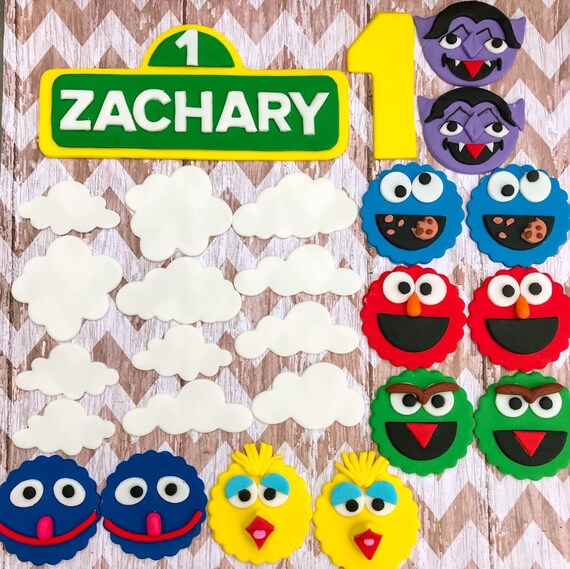 Fondant Edible Sesame Street Themed Cake And Cupcake Toppers Etsy