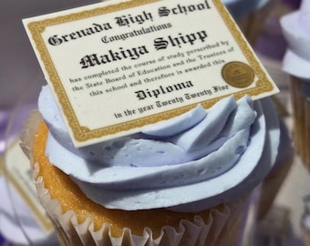 Graduation Diploma toppers. 28 count Custom Cupcake Toppers: Class of 2026