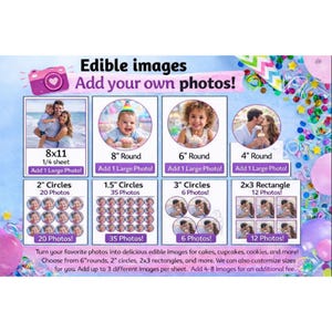Custom Edible Image Cake Topper: Frosting Sheet, Cupcake Images