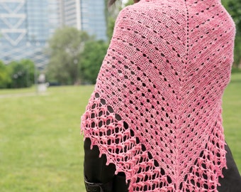 Crochet Pattern For Triangular Shawl With Textured Lace Border