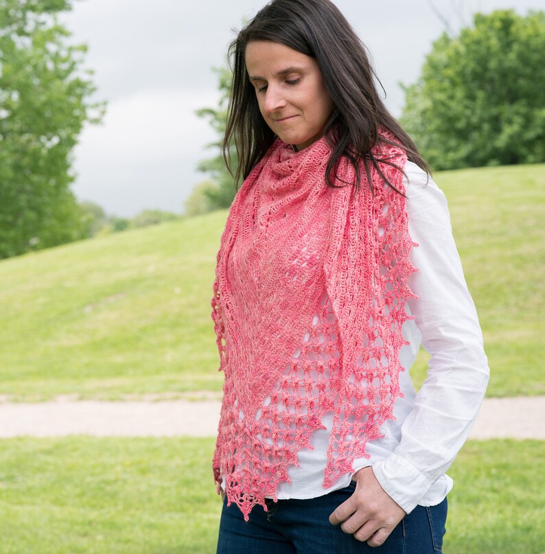 Crochet Pattern for Triangular Shawl With Textured Lace Border Etsy