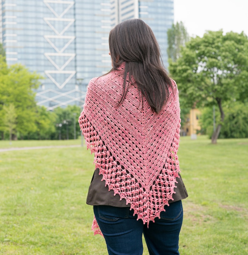 Crochet Pattern for Triangular Shawl With Textured Lace Border Etsy