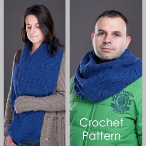 Crochet Pattern for Womens / Mens / Unisex Textured Infinity Scarf and Cowl