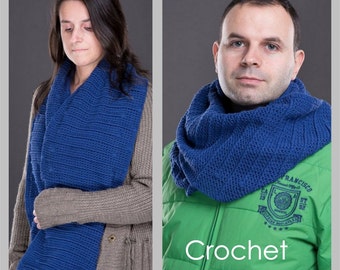 Crochet Pattern for Womens / Mens / Unisex Textured Infinity Scarf and Cowl