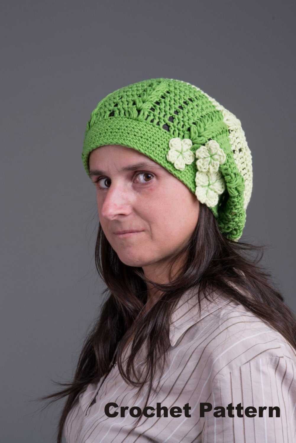 30 Hipster Slouchy Beanie Crochet Patterns for Stylish DIY Hats 29 Color-Block Slouchy Beanie with Flowers