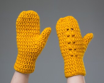Crochet Pattern for Bulky Textured Mittens