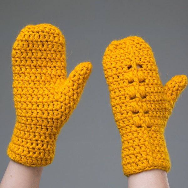 Crochet Pattern for Bulky Textured Mittens