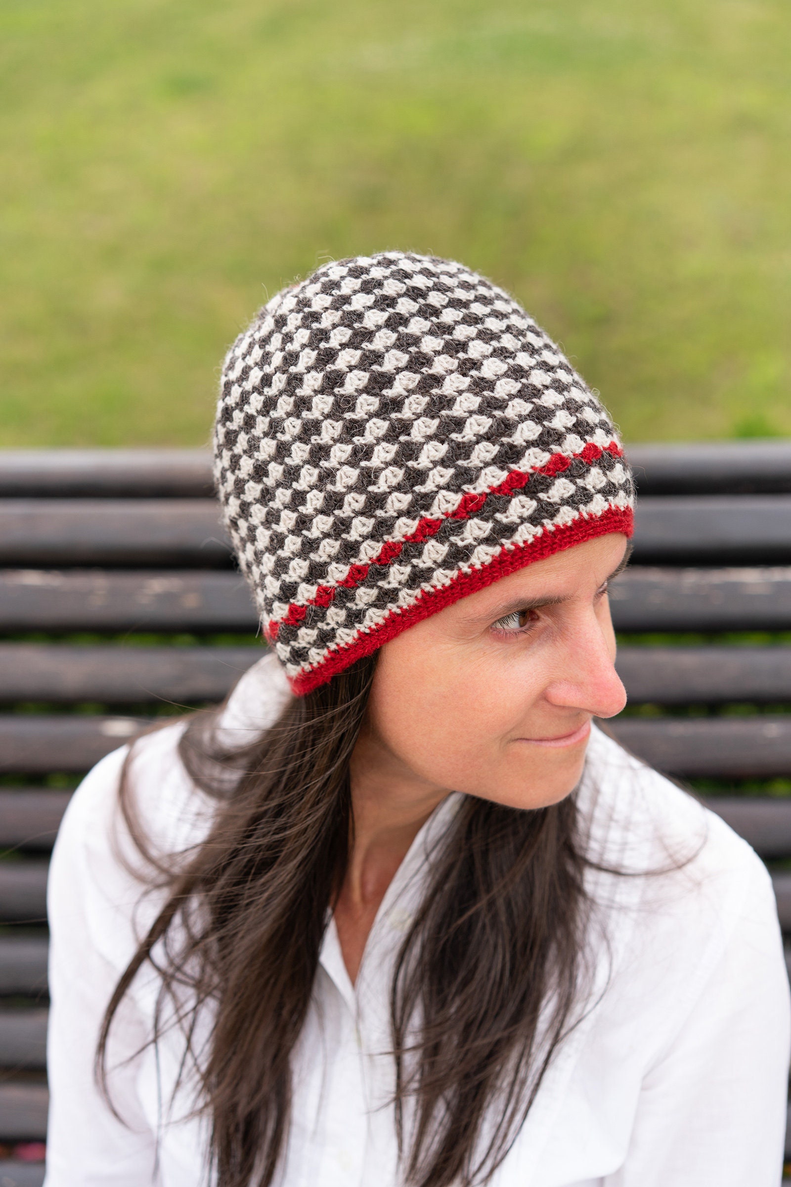 Crochet Hat Pattern Easy Houndstooth 