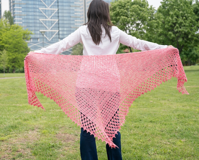 Crochet Pattern for Triangular Shawl With Textured Lace Border Etsy