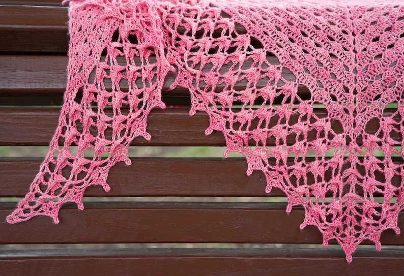 Crochet Pattern for Triangular Shawl With Textured Lace Border Etsy