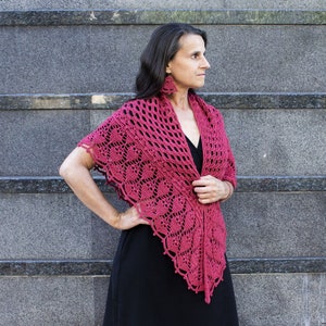 Crochet Pattern For Triangular Textured Lace Shawl