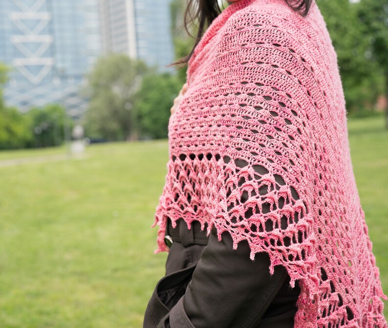 Crochet Pattern for Triangular Shawl With Textured Lace Border Etsy