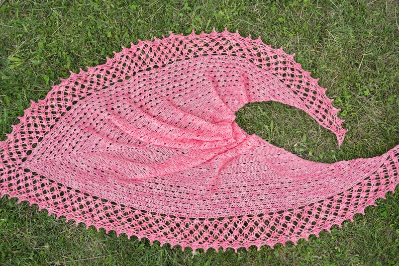 Crochet Pattern for Triangular Shawl With Textured Lace Border Etsy