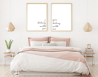 set of two prints love quote printable love quote bedroom wall decor printable wall art i belong with you you belong with me - Bedroom Wall Decor set of two prints love quote printable love quote bedroom wall decor printable wall art i belong with you you belong with me - Bedroom Wall Decor