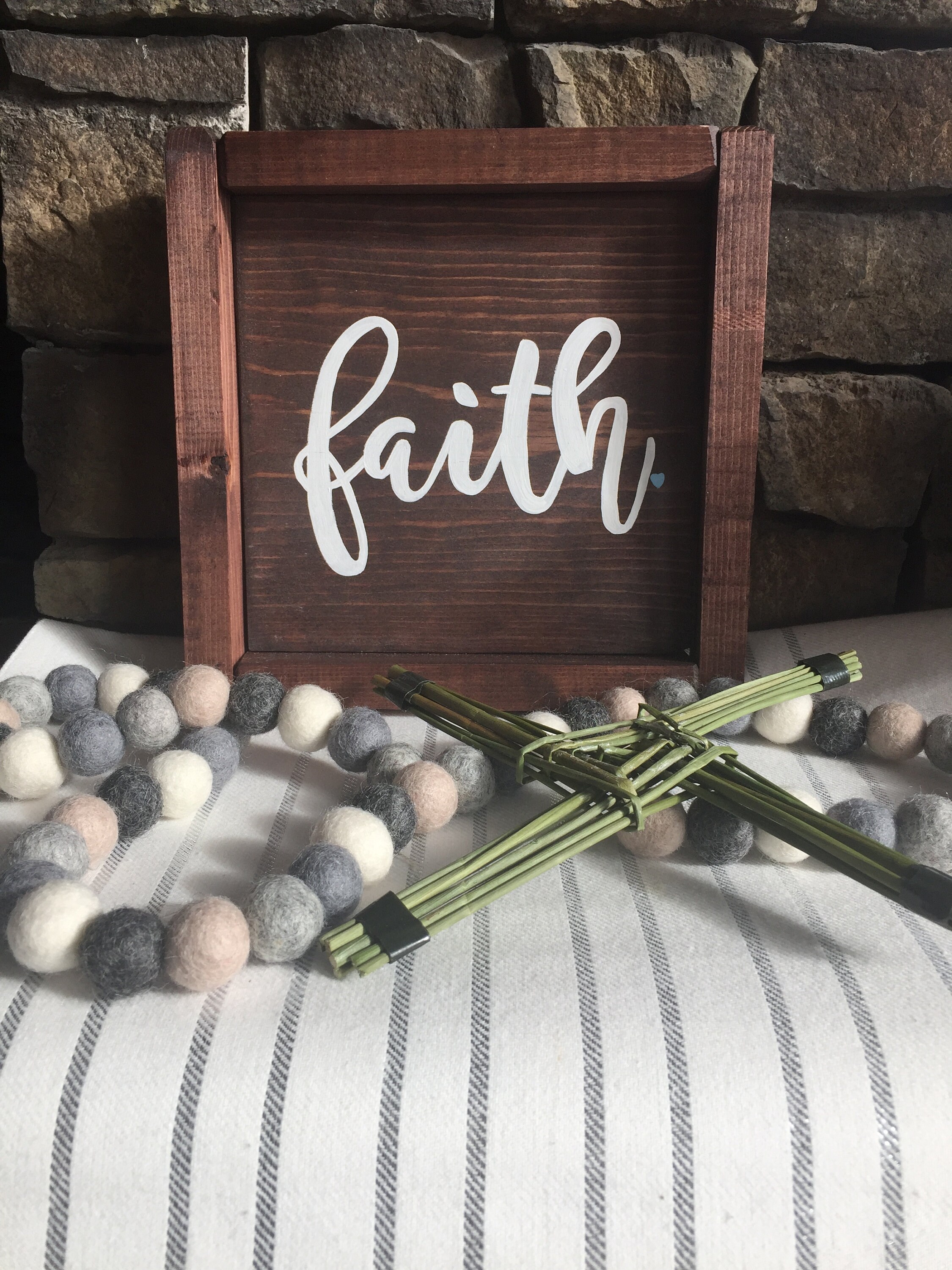 Faith Wood Sign Framed Stained Hand Painted Etsy