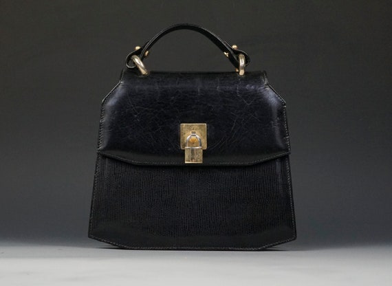 Key and Lock Leather Purse Black Color
