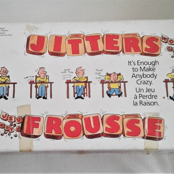 Vintage 1980'S Jitters Word Board Game Bilingual Jeu de Mots Frousse Milton Bradley