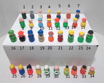 Pick the one you love !!!! Lot of 34 Vintage FISHER PRICE Plastic and wood Figure 1970&#39;S in Good Condition!!!