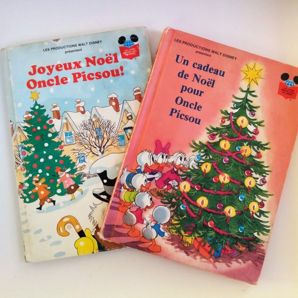 Set of 2 Vintage Book Un cadeau de Noel oncle Picsou + Joyeux Noel Oncle Picsou FRENCH Disney books, Christmas book Édition Club du Livre