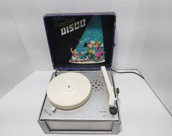 Vintage Retro Portable Mickey Mouse Disco Vinyl Record Player With