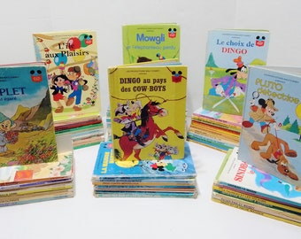 Lot of 66 Walt Disney classic books in french-Lot de 66 Livres Disney classiques en français 1980'S