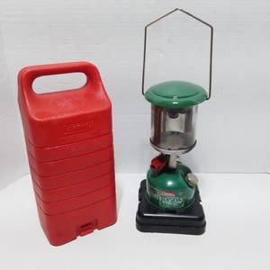 Vintage COLEMAN Lantern Model 222 Peak 1 with Carrying Case|Backpack | Camping Gear| Rustic Fishing Lodge Hunting Cabin Decor|