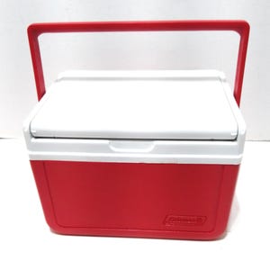 Vintage 1998 Coleman 10 Cooler Ice Chest 5205 Flip Lid Red and