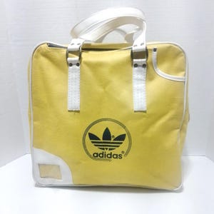 Adidas 1970&#39;S  Original and vintage shopping casual hand Burlap Bag Yellow color Very Rare