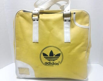 Adidas 1970&#39;S  Original and vintage shopping casual hand Burlap Bag Yellow color Very Rare