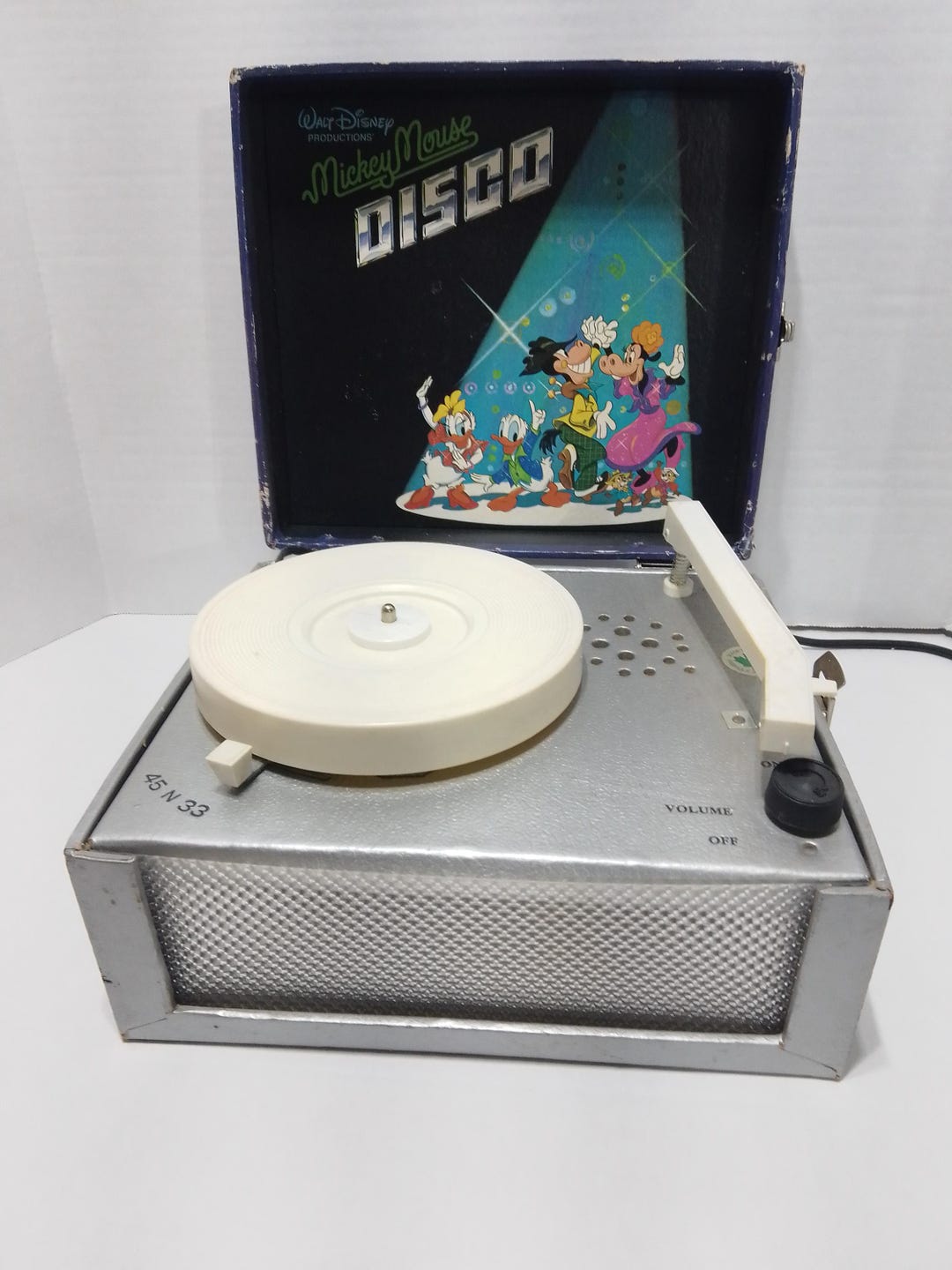 Vintage Retro Portable Mickey Mouse Disco Vinyl Record Player With
