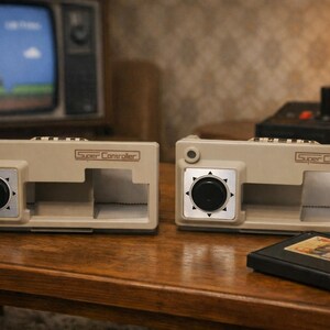 2 x NES Nintendo SUPER CONTROLLER Overlay 1986 Nintendo Bandai Joystick