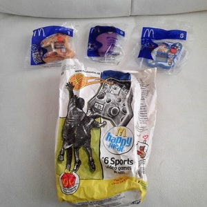 Lot of 3 Vintage McDonald&#39;s SEGA mini Electronic Games Complete Mint in Package with orignal Happy Meal bag