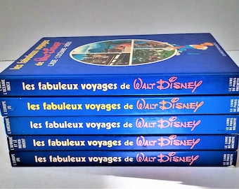 Collection complete de 5 livres - Les fabuleux voyages de Walt Disney 1978 french language