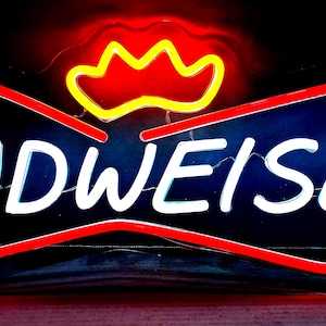 Budweiser Neon Led Sign - Vibrant Red White and Blue LED Decor