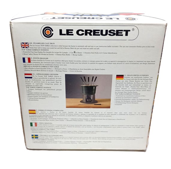 Vintage in Box Le Creuset Compact Enameled Cast Iron Gray Fondue