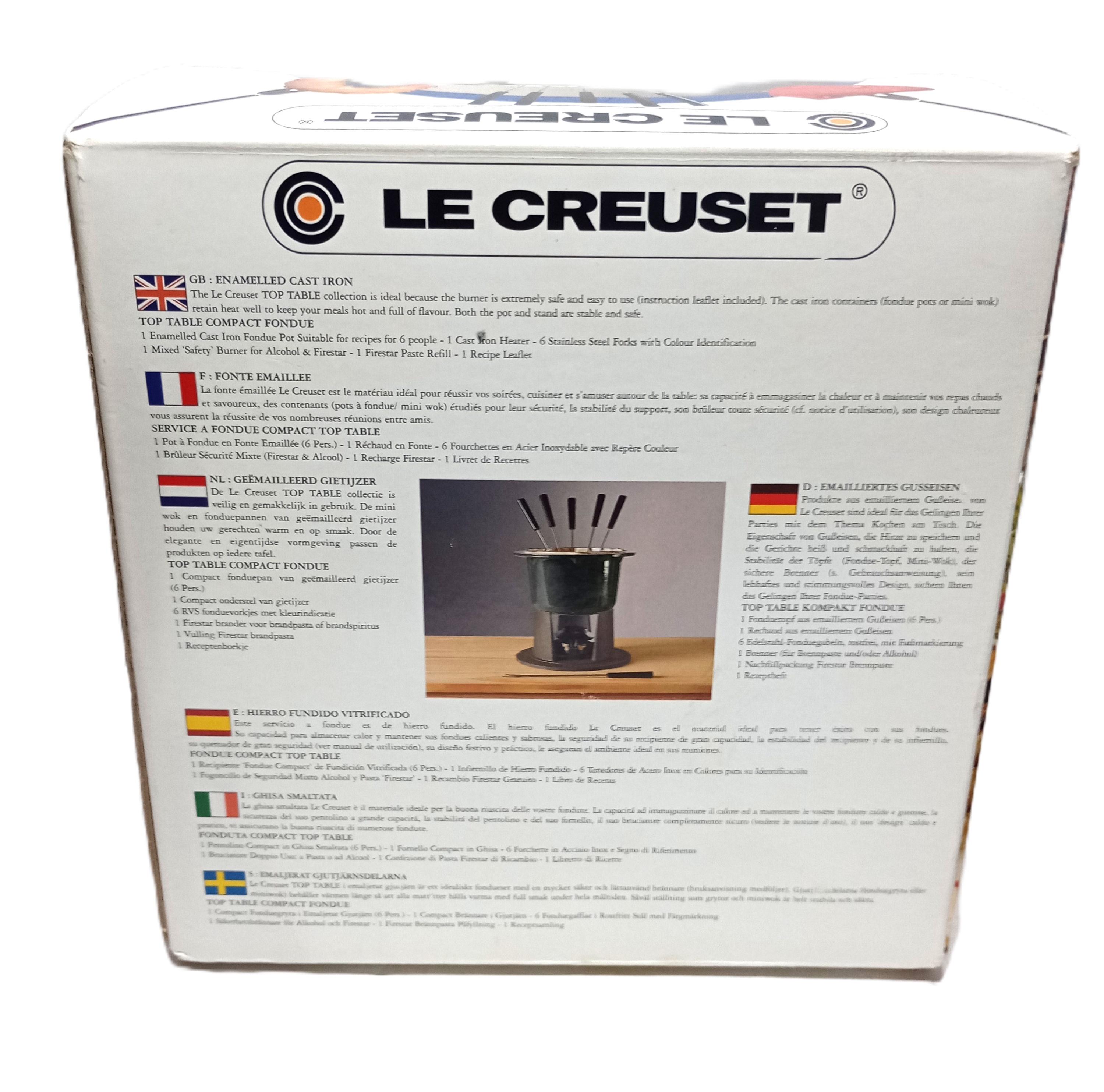 Vintage in Box Le Creuset Compact Enameled Cast Iron Gray Fondue