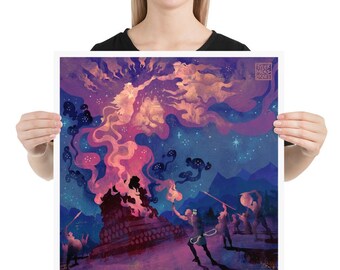 Ascension to Olympus | Art print | Heracles | Olympus | Greek Mythology | Hero to God | Lockettopia