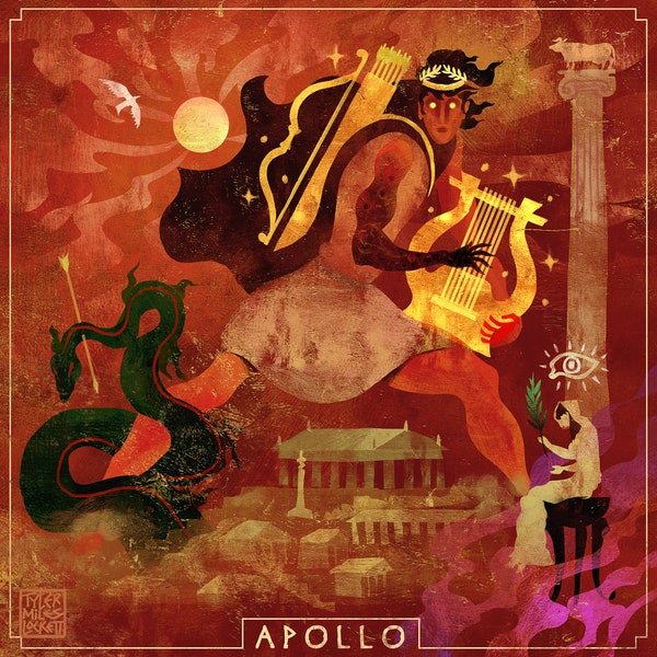 11: APOLLO (#11 in my Olympians series) Greek mythology Greek god goddess ancient greece art illustration print