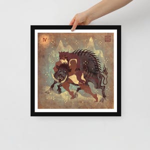 Labor 4 Erymanthian boar | Framed art Print | Heracles | Greek Mythology | Lockettopia
