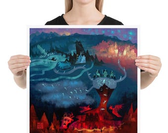 Reise der Schatten | Kunstdruck | Unterwelt Poster | Griechische Mythologie | Hermes und die Geister | beschützt Griechische Götter | Locketttopia