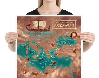 La Ruta de los Argonautas / Lámina artística / Jasón y el vellocino de oro / Mitología griega / Lockettopia