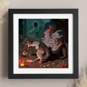 Facing the Minotaur | Lockett Studio | Greek Mythology Art | Theseus and the Minotaur | Labyrinth Battle | Mythical Adventure